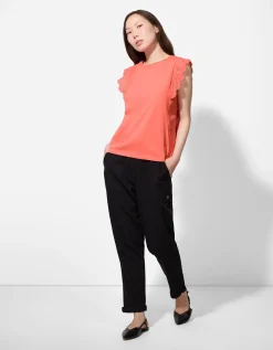 T-shirt - Broderie - lichtrood