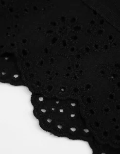 T-shirt - Broderie - zwart