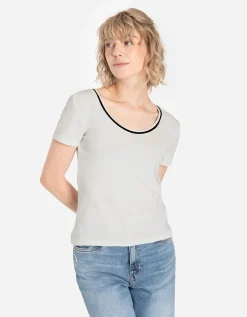T-shirt - Contraststrepen - wit