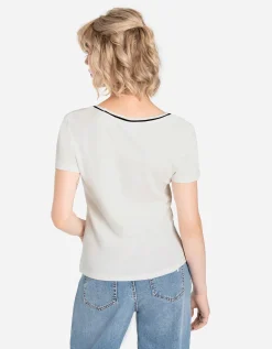 T-shirt - Contraststrepen - wit