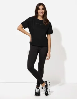 T-shirt - 3D-applicatie - zwart