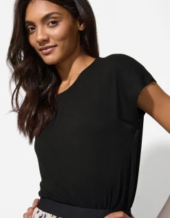 T-shirt - Elastische randen - zwart