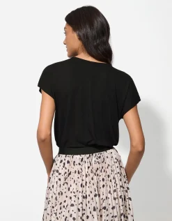 T-shirt - Elastische randen - zwart