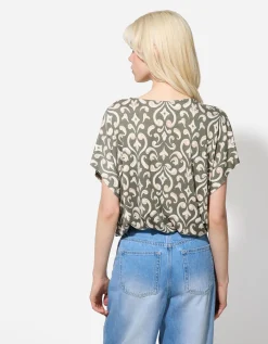 T-shirt - Geknoopt detail - groen