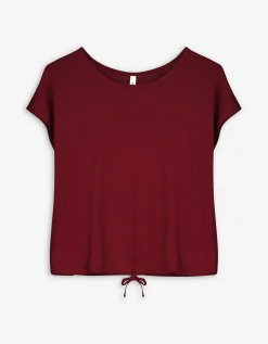 T-shirt - Geknoopt detail - donkerrood