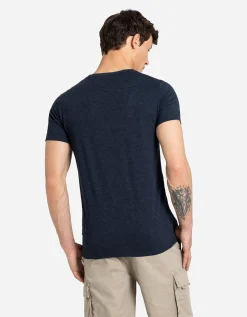 T-shirt - Gem&ecirc;leerd - donkerblauw