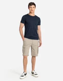 T-shirt - Gem&ecirc;leerd - donkerblauw