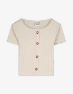 T-shirt - Geribd - beige