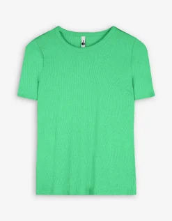 T-shirt - Geribde structuur - groen
