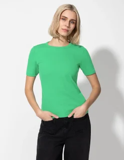 T-shirt - Geribde structuur - groen