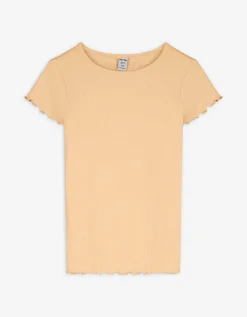 T-shirt - Geribde structuur - oranje