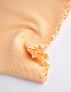 T-shirt - Geribde structuur - oranje