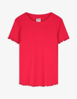 T-shirt - Geribde structuur - rood