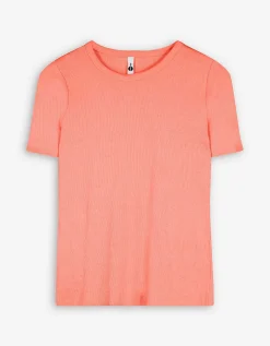 T-shirt - Geribde structuur - lichtrood