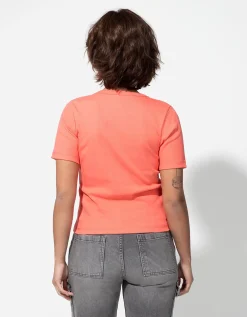 T-shirt - Geribde structuur - lichtrood