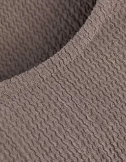 T-shirt - Geribde structuur - beige
