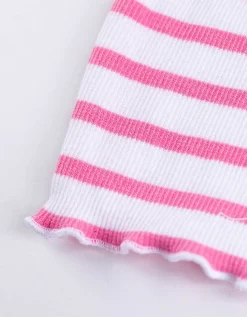 T-shirt - Geribde structuur - pink