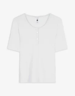 T-shirt - Geribde structuur - wit
