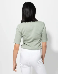 T-shirt - Geribde structuur - groen