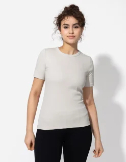 T-shirt - Geribde structuur - wit