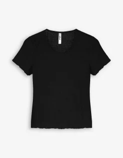 T-shirt - Geschulpte zoom - zwart