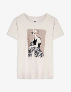 T-shirt - Glitterprint - beige