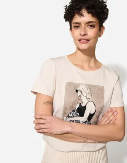 T-shirt - Glitterprint - beige