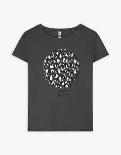 T-shirt - Glitterprint - donkergrijs