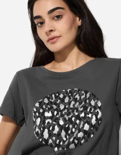T-shirt - Glitterprint - donkergrijs