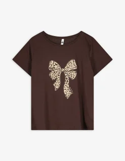 T-shirt - Glitterprint - donkerbruin