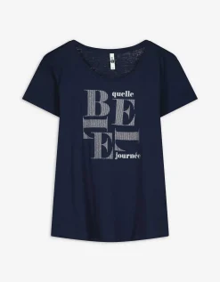 T-shirt - Glitterprint - donkerblauw
