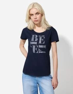 T-shirt - Glitterprint - donkerblauw