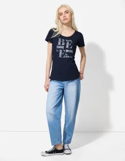 T-shirt - Glitterprint - donkerblauw