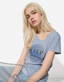 T-shirt - Glitterprint - lichtblauw