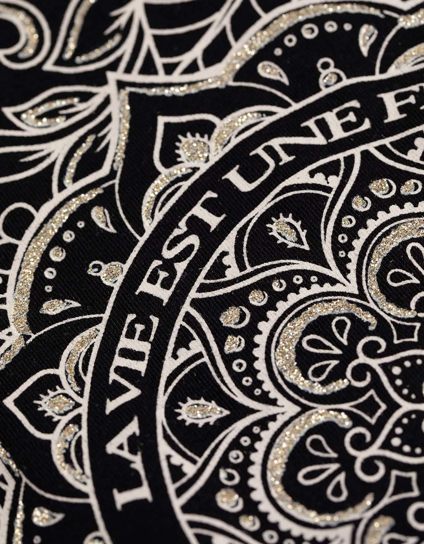 T-shirt - Glitterprint - zwart