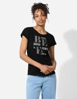 T-shirt - Glitterprint - zwart