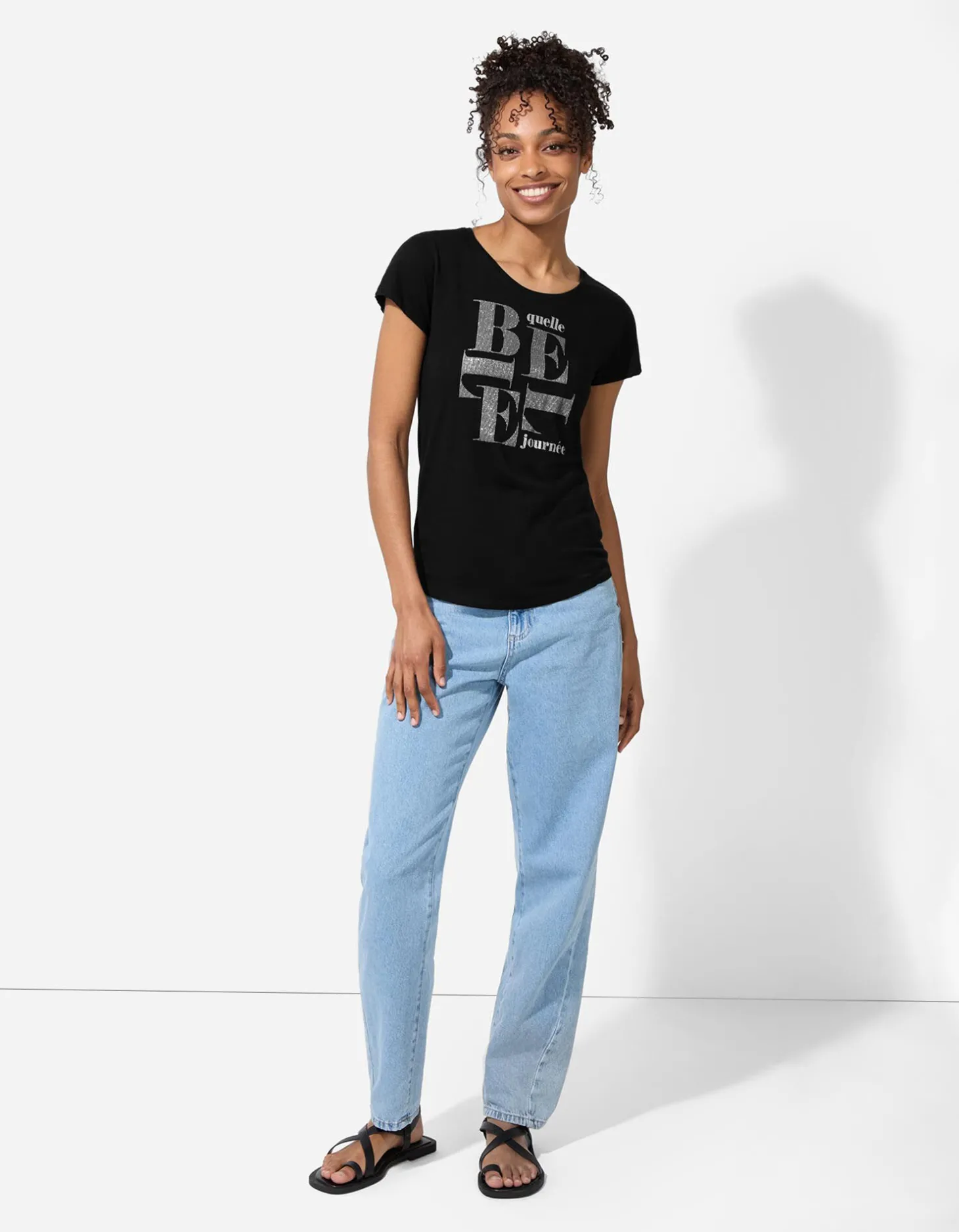 T-shirt - Glitterprint - zwart