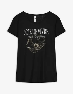 T-shirt - Glitterprint - zwart