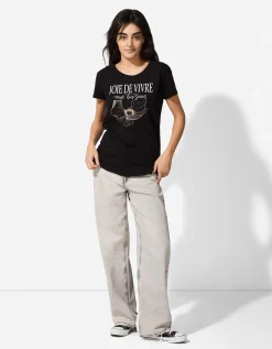 T-shirt - Glitterprint - zwart