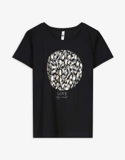 T-shirt - Glitterprint - zwart