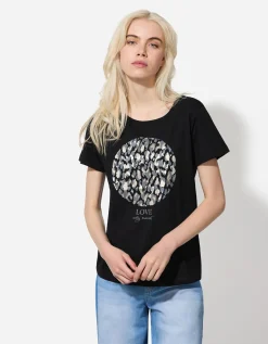 T-shirt - Glitterprint - zwart