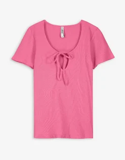 T-shirt - Hals met cut-out - pink