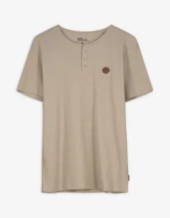 T-shirt - Knoopsluiting - beige