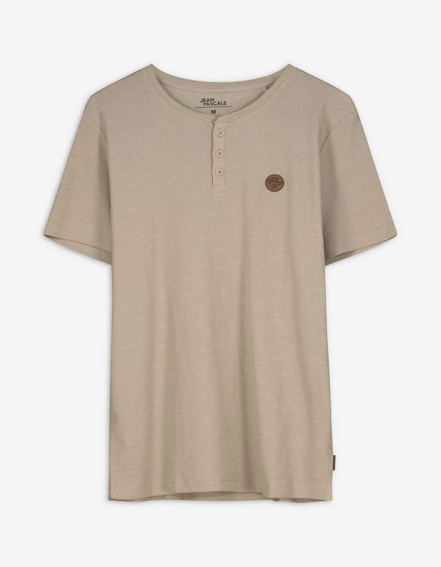 T-shirt - Knoopsluiting - beige