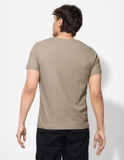 T-shirt - Knoopsluiting - beige