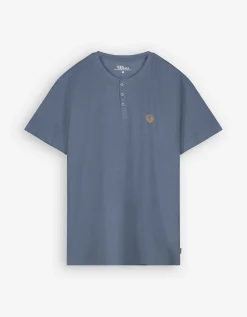 T-shirt - Knoopsluiting - donkerblauw
