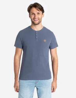 T-shirt - Knoopsluiting - donkerblauw