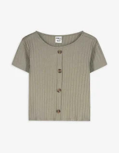 T-shirt - Knoopsluiting - donkergroen
