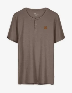 T-shirt - Knoopsluiting - lichtbruin