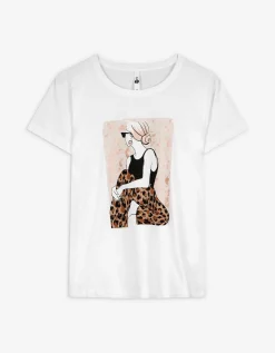 T-shirt - Luipaardprint - wit